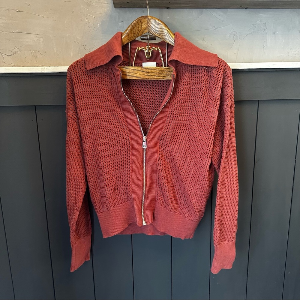 Varley Fairfield Knit Jacket 100% Cotton Full Zip Size Small‎